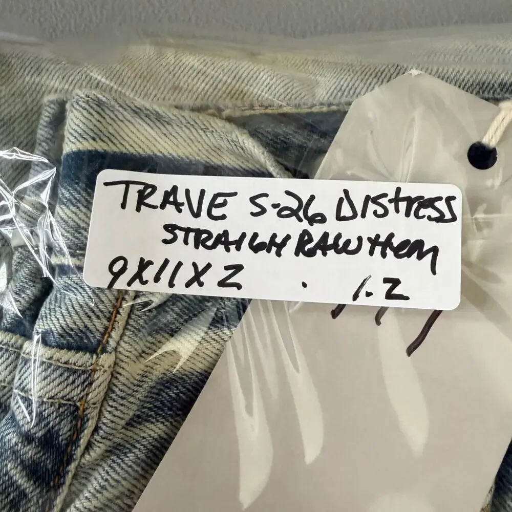 TRAVE Distressed Straight Leg Jeans Raw Hem Cropped 26 - Picture 10 of 10
